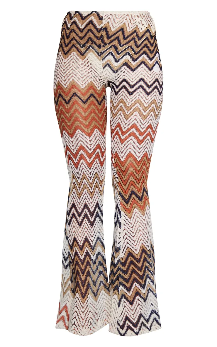 Burnt Orange Chevron Knit Flares sold by Pretty Little Thing product image thumbnail 5