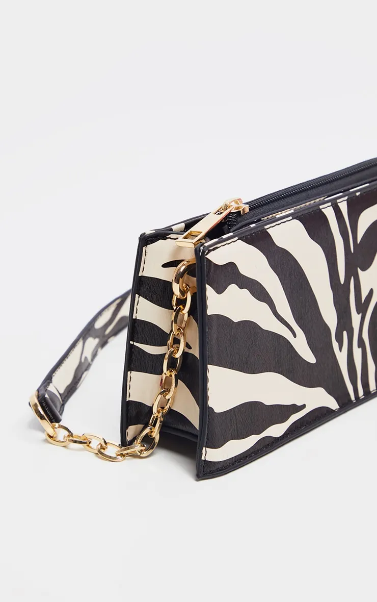 Zebra Chain Handle 90s Shoulder Bag sold by Pretty Little Thing product image thumbnail 4