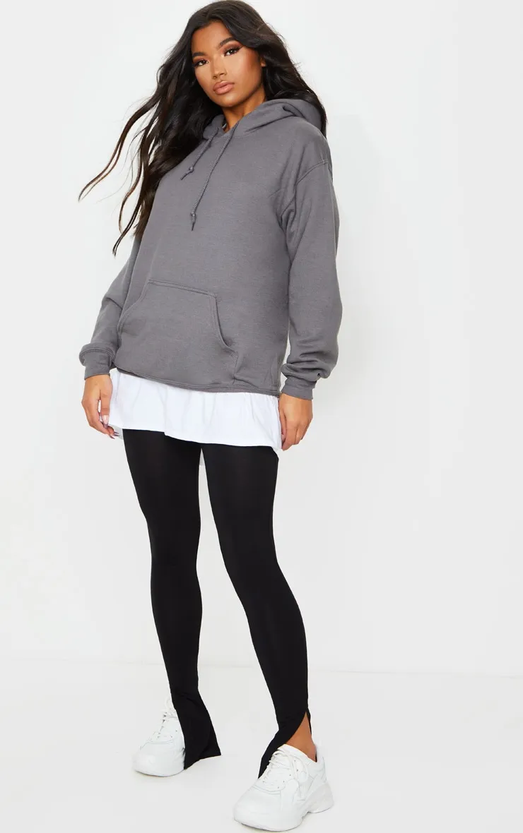 Black Basic Jersey Split Hem Leggings sold by Pretty Little Thing