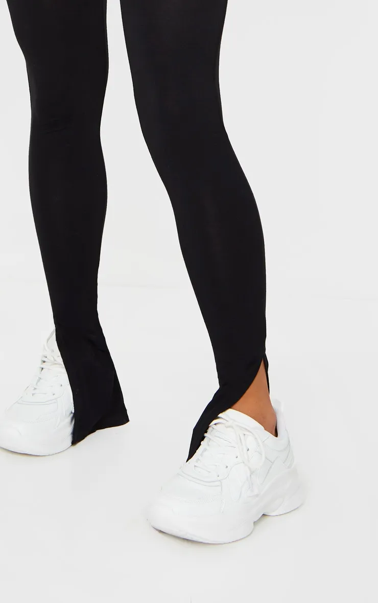 Black Basic Jersey Split Hem Leggings sold by Pretty Little Thing product image thumbnail 4