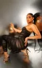 Black Ruched Mesh Underwire Jumpsuit sold by Pretty Little Thing