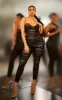 Black Ruched Mesh Underwire Jumpsuit sold by Pretty Little Thing