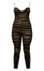 Black Ruched Mesh Underwire Jumpsuit sold by Pretty Little Thing