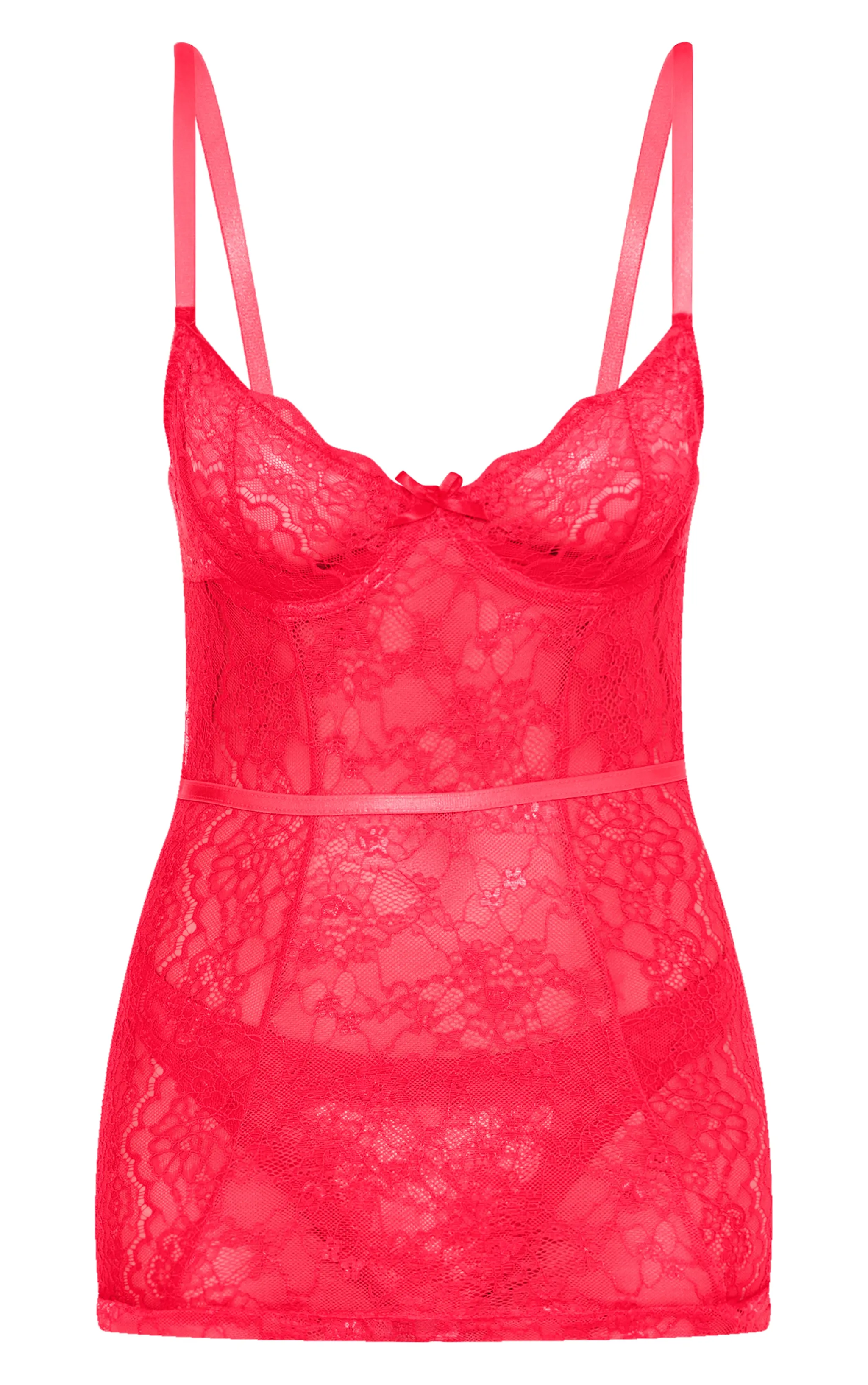 Red Lace Underwired Slip Dress Lingerie Set sold by Pretty Little Thing product image thumbnail 5