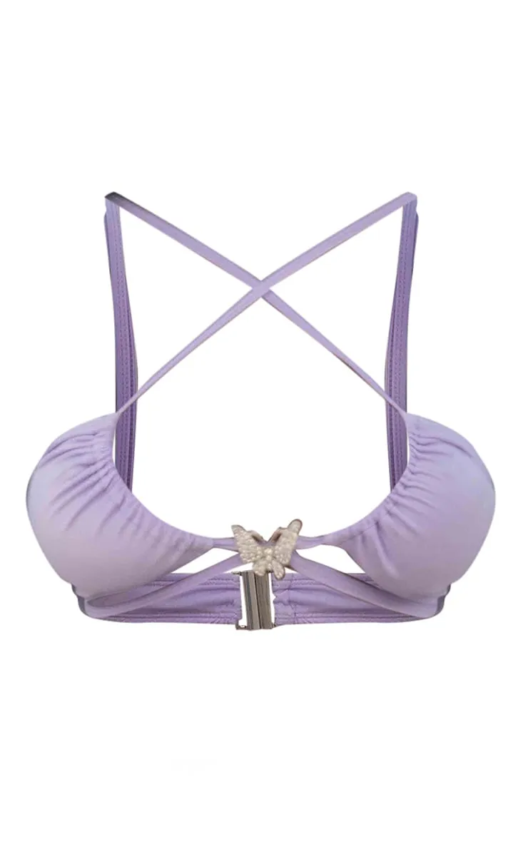 Lilac Butterfly Trim Cut Out Bikini Top sold by Pretty Little Thing product image thumbnail 5