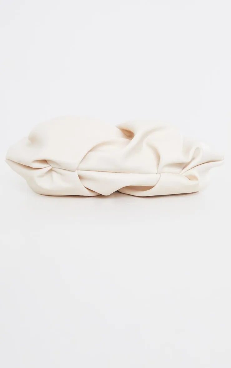 Cream Round Pleated Clutch Bag sold by Pretty Little Thing product image thumbnail 3