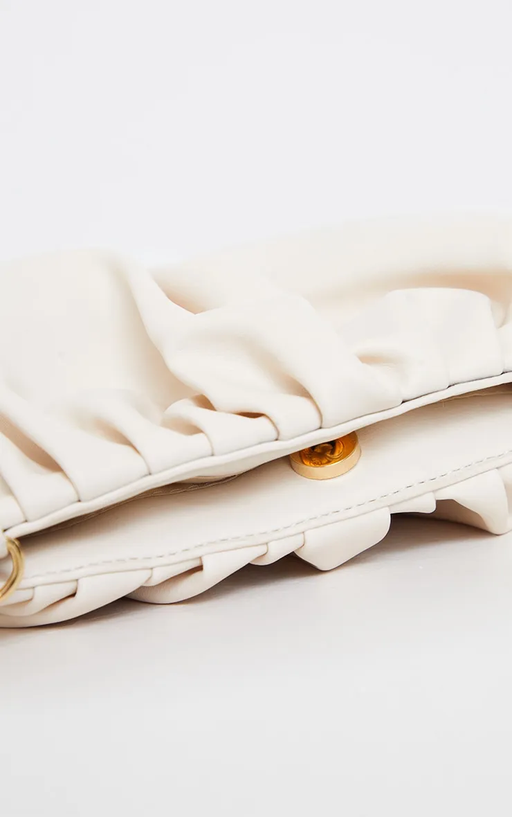 Cream Round Pleated Clutch Bag sold by Pretty Little Thing product image thumbnail 4