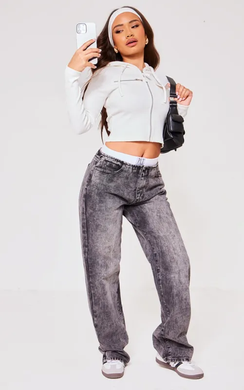 Petite White Ribbed Long Sleeve Fitted Hoodie sold by Pretty Little Thing