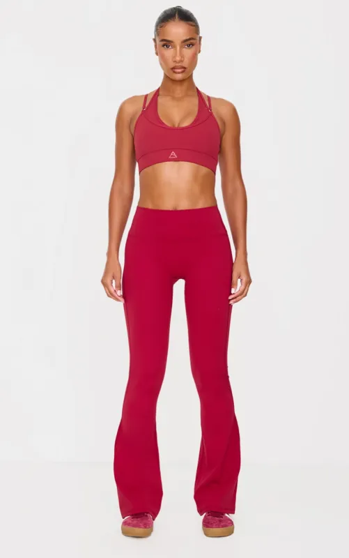 Dark Red Sculpt High Waist Flare Yoga Pants made by Pretty Little Thing