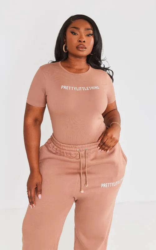 PRETTYLITTLETHING Plus Mocha Short Sleeve Bodysuit sold by Pretty Little Thing