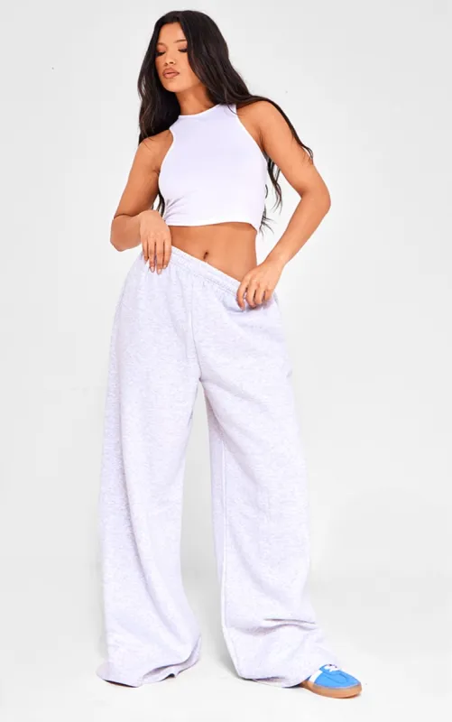 Ash Grey Wide Leg Jogger Track Pants sold by Pretty Little Thing