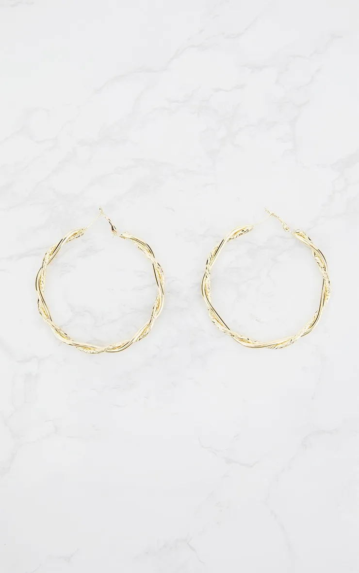 Gold Twisted Hoop Earrings sold by Pretty Little Thing product image thumbnail 3