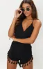Black Tassel Hem Halterneck Playsuit sold by Pretty Little Thing