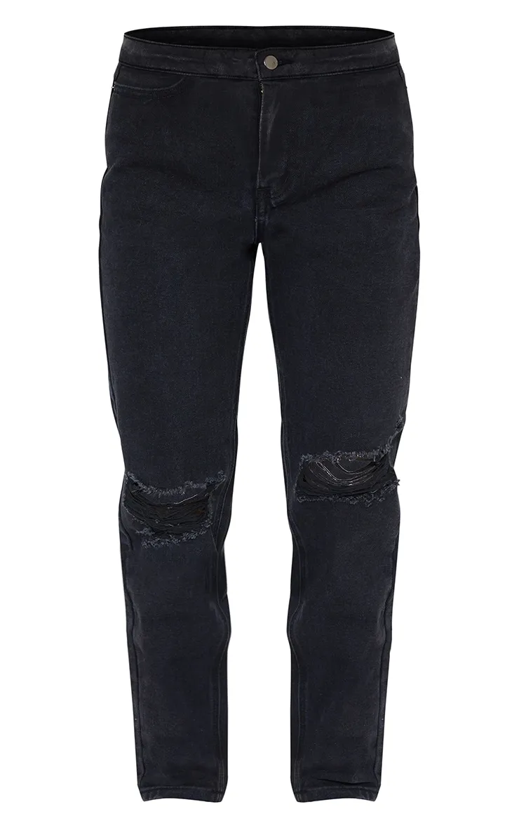 PRETTYLITTLETHING Washed Black Knee Ripped Mom Jeans sold by Pretty Little Thing product image thumbnail 5