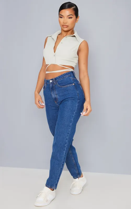 PRETTYLITTLETHING Dark Blue Mom Jeans sold by Pretty Little Thing