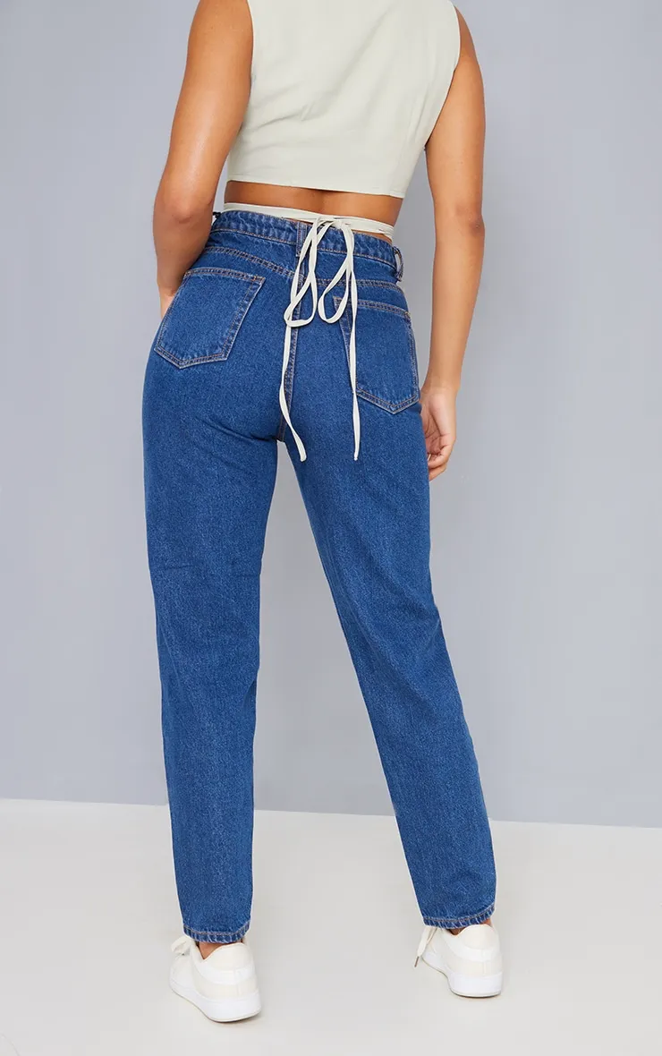 PRETTYLITTLETHING Dark Blue Mom Jeans sold by Pretty Little Thing product image thumbnail 3
