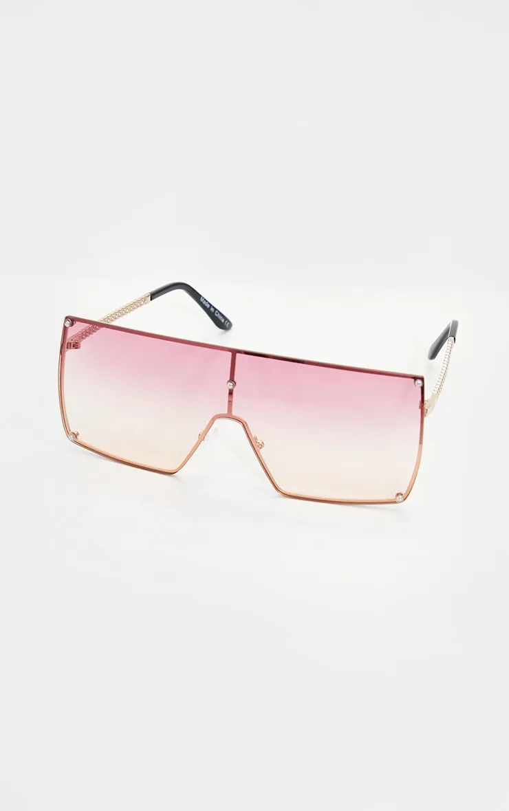 Pink Lens Ombre Oversized Square Frame Sunglasses sold by Pretty Little Thing product image thumbnail 2