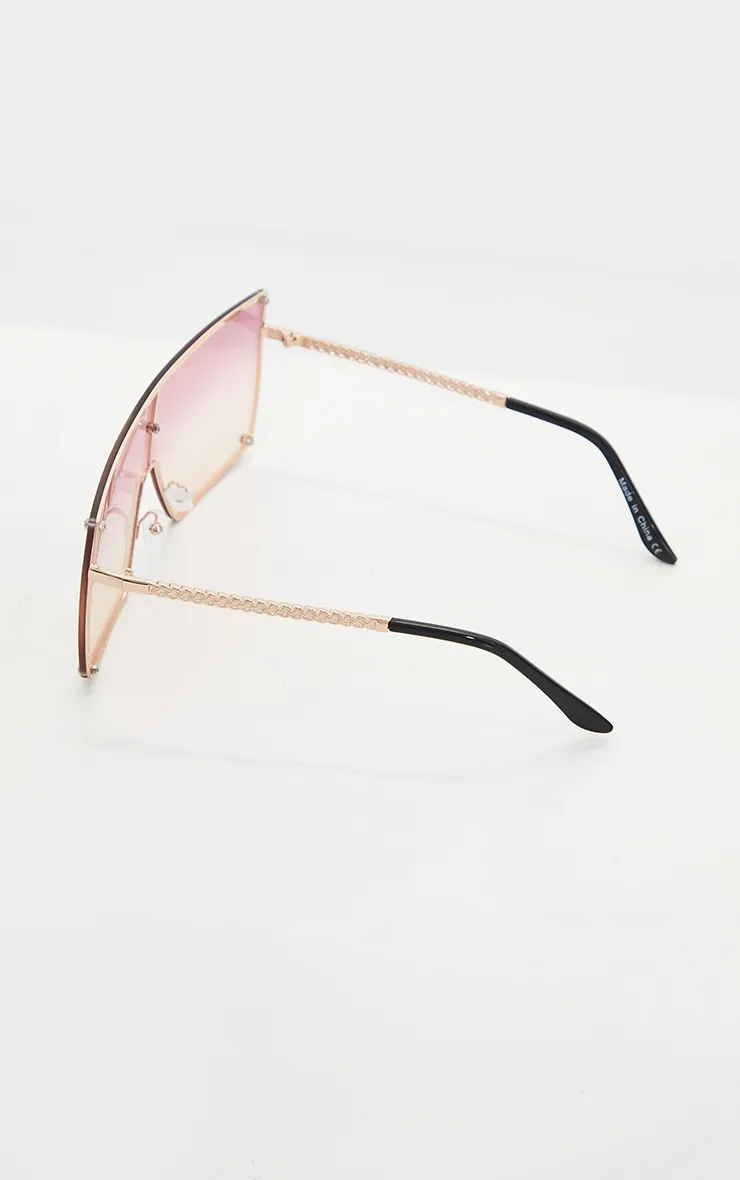 Pink Lens Ombre Oversized Square Frame Sunglasses sold by Pretty Little Thing product image thumbnail 3