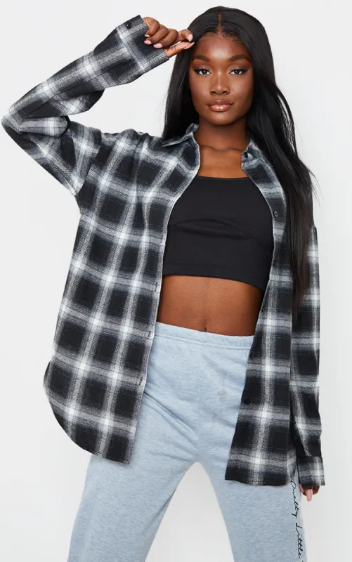 Tall Black Checked Oversized Shirt sold by Pretty Little Thing
