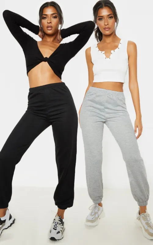 Black & Grey Basic Sweat Pant 2 Pack Joggers sold by Pretty Little Thing