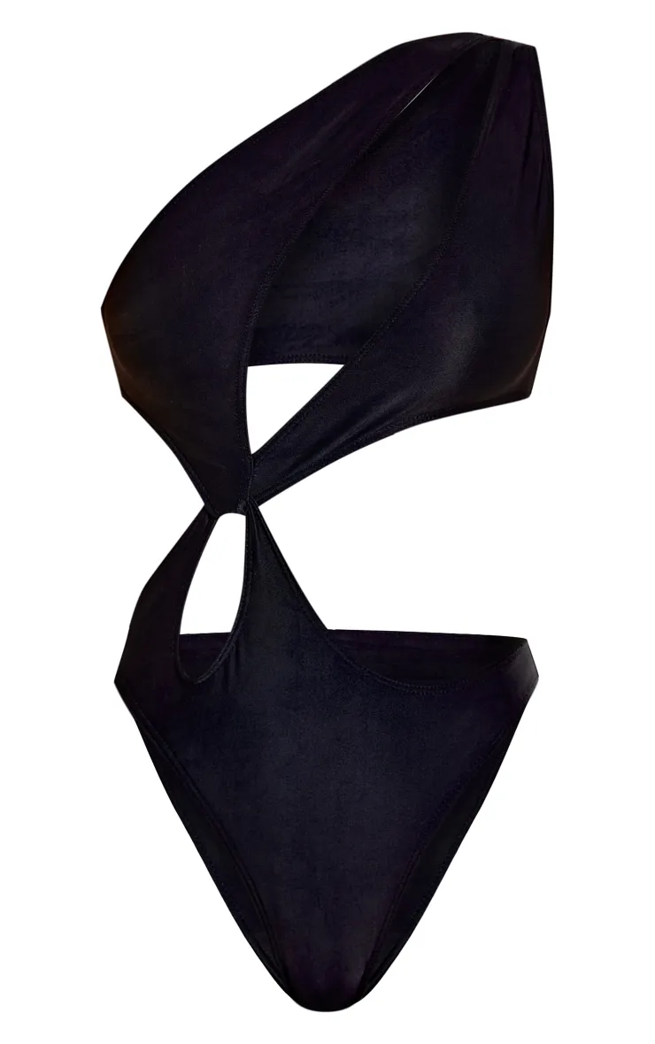 Black One Shoulder Loop Swimsuit sold by Pretty Little Thing product image thumbnail 5