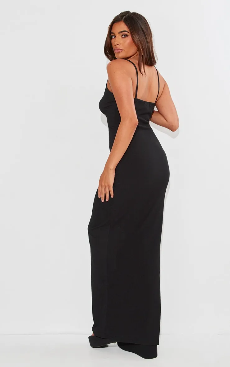 Black Crinkle Textured Contrast Strappy Maxi Dress sold by Pretty Little Thing product image thumbnail 2