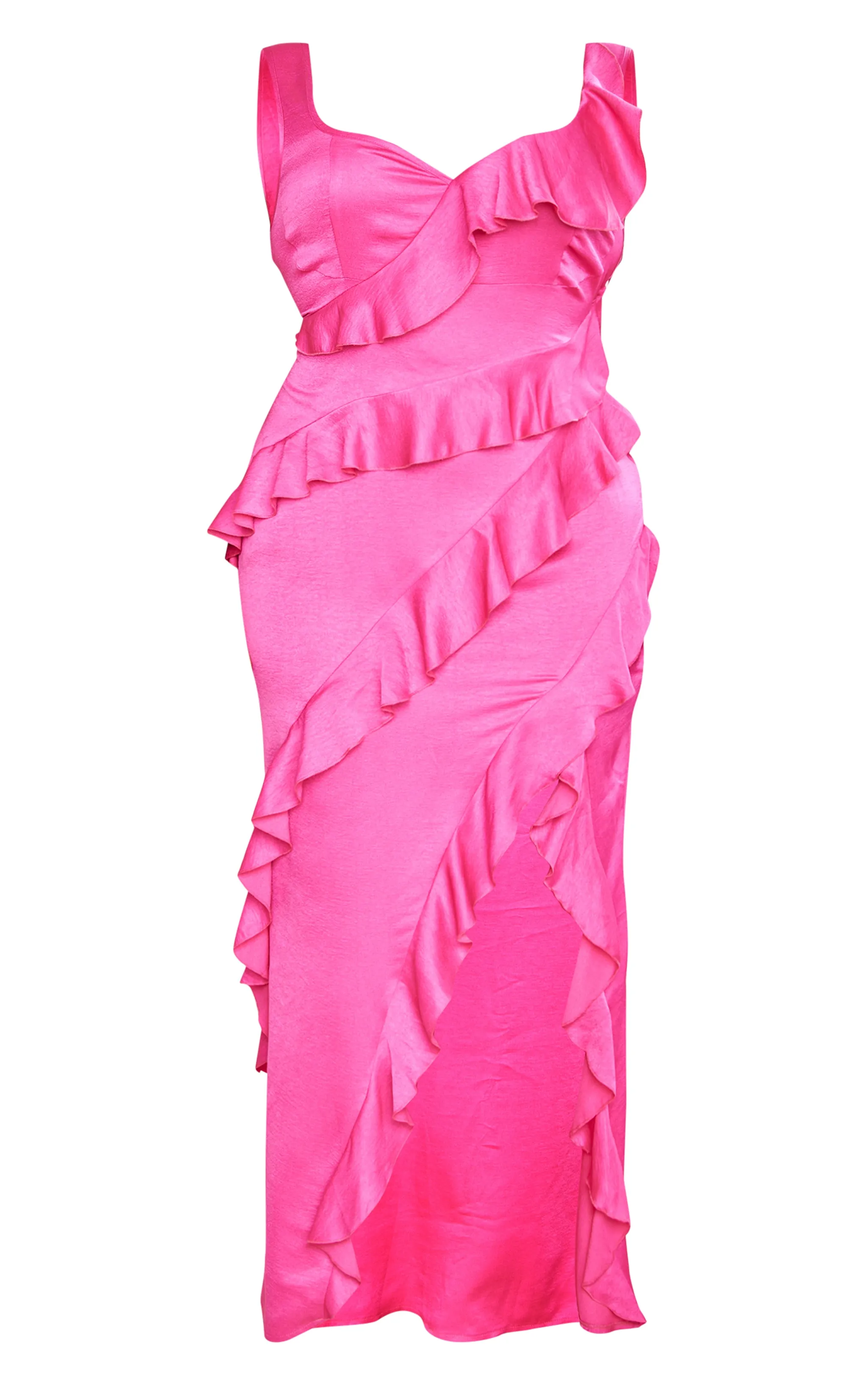 Plus Pink Satin Frill Layered Maxi Dress sold by Pretty Little Thing product image thumbnail 5