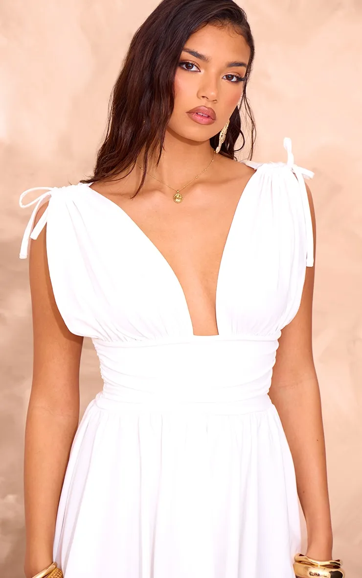 White Jersey Plunge Neck Shift Dress sold by Pretty Little Thing product image thumbnail 4