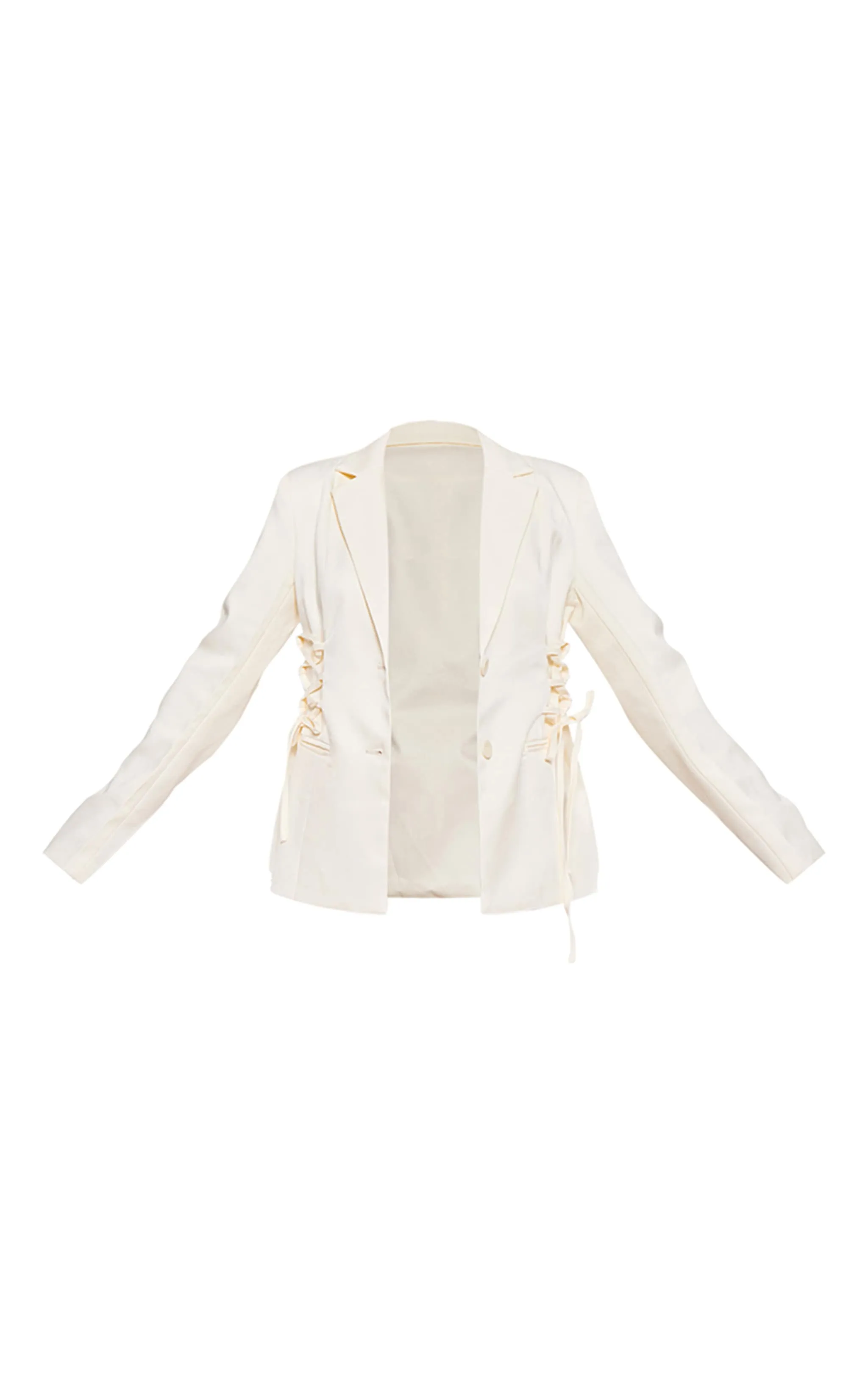 Cream Lace Up Waist Blazer sold by Pretty Little Thing product image thumbnail 5