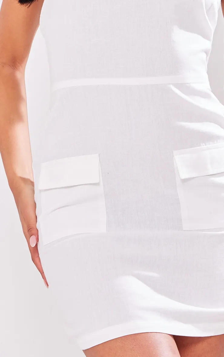 Tall White Faux Linen Bandeau Pocket Shift Dress sold by Pretty Little Thing product image thumbnail 4