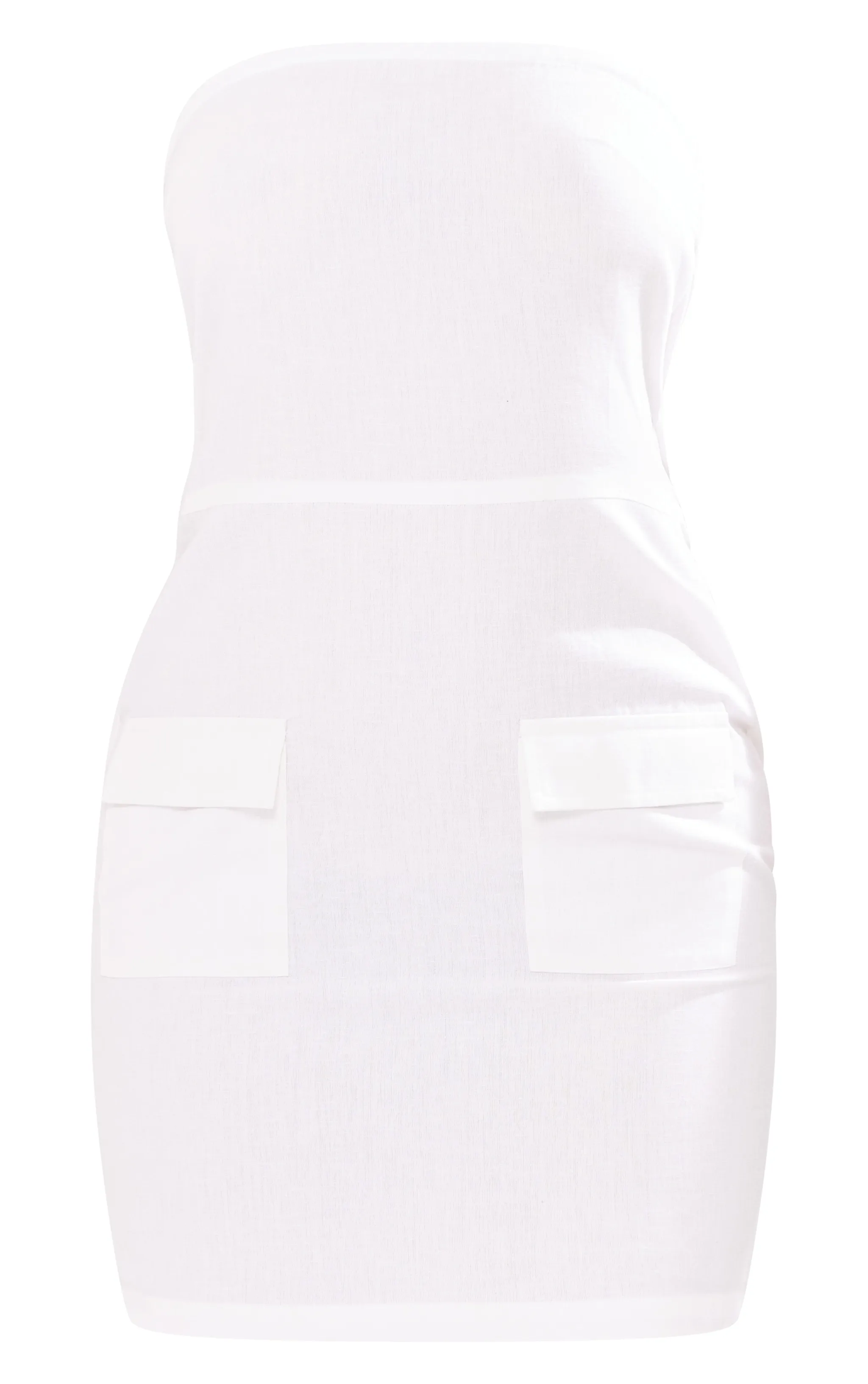 Tall White Faux Linen Bandeau Pocket Shift Dress sold by Pretty Little Thing product image thumbnail 5