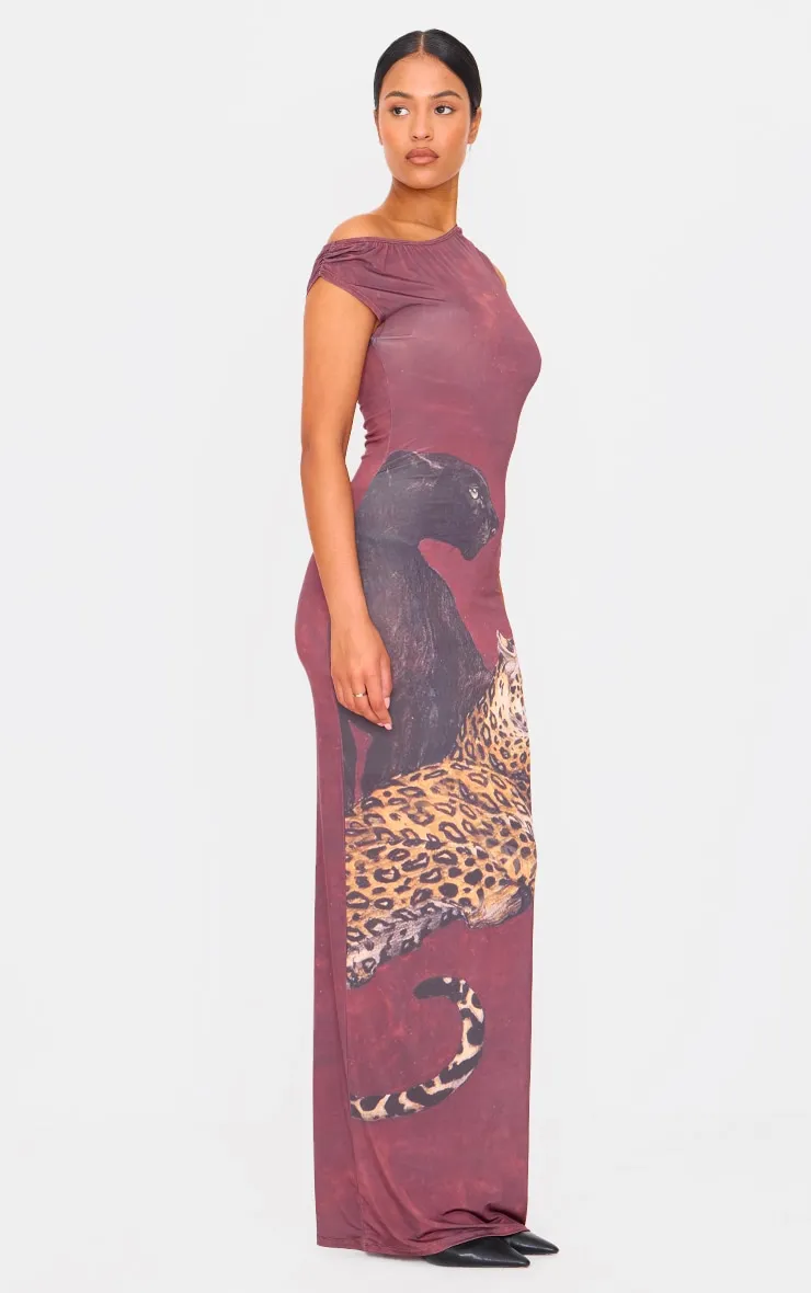 Tall Burgundy Animal Print Sleeveless Maxi Dress sold by Pretty Little Thing product image thumbnail 3