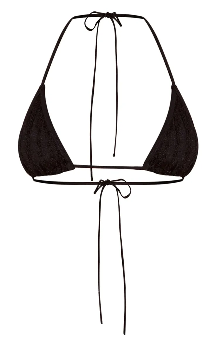 Black Crochet Netted Triangle Bikini Top sold by Pretty Little Thing product image thumbnail 5