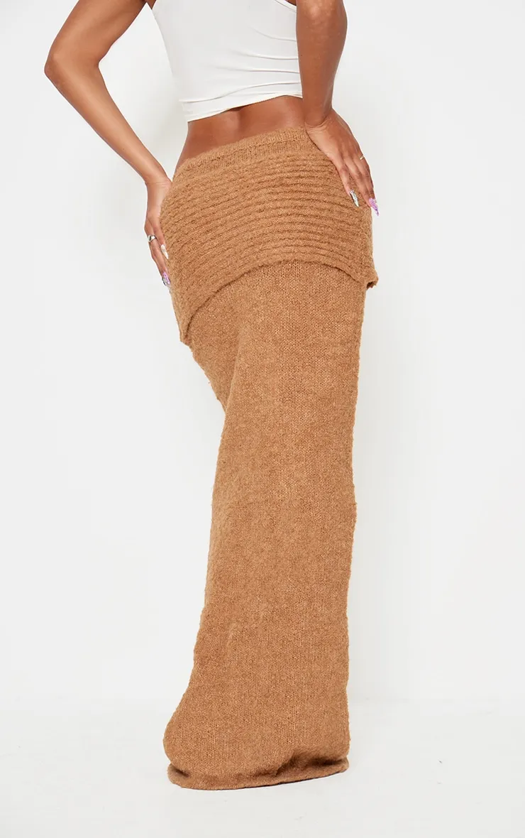Mocha Soft Bobble Knit Foldover Maxi Skirt sold by Pretty Little Thing product image thumbnail 3