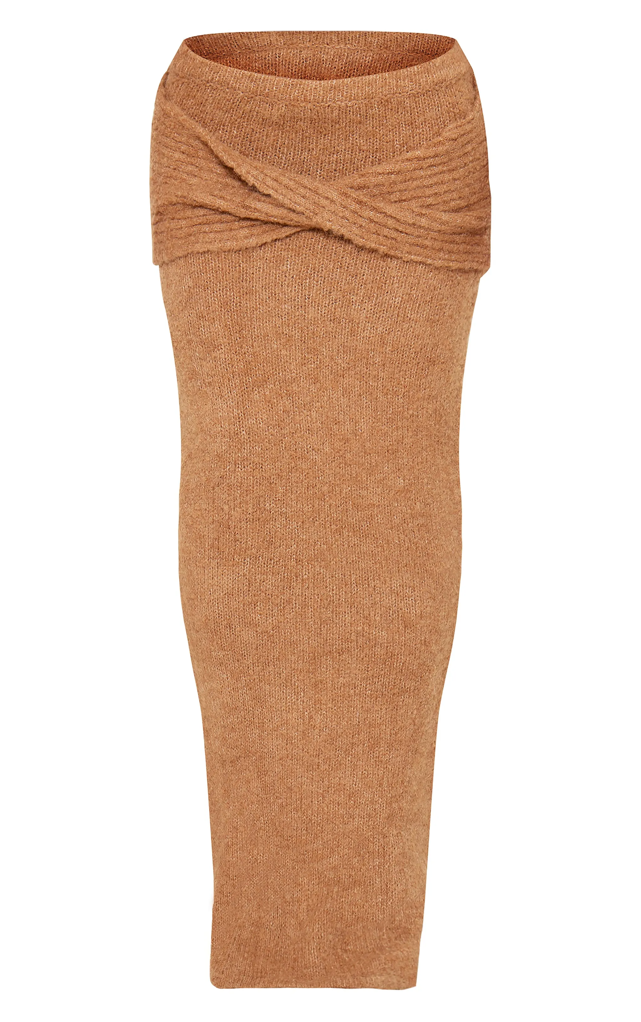 Mocha Soft Bobble Knit Foldover Maxi Skirt sold by Pretty Little Thing product image thumbnail 5