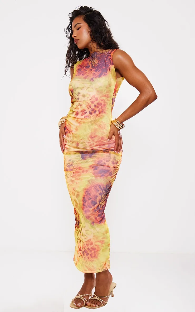 Lime Abstract Leopard Print Mesh Maxi Dress sold by Pretty Little Thing product image thumbnail 3