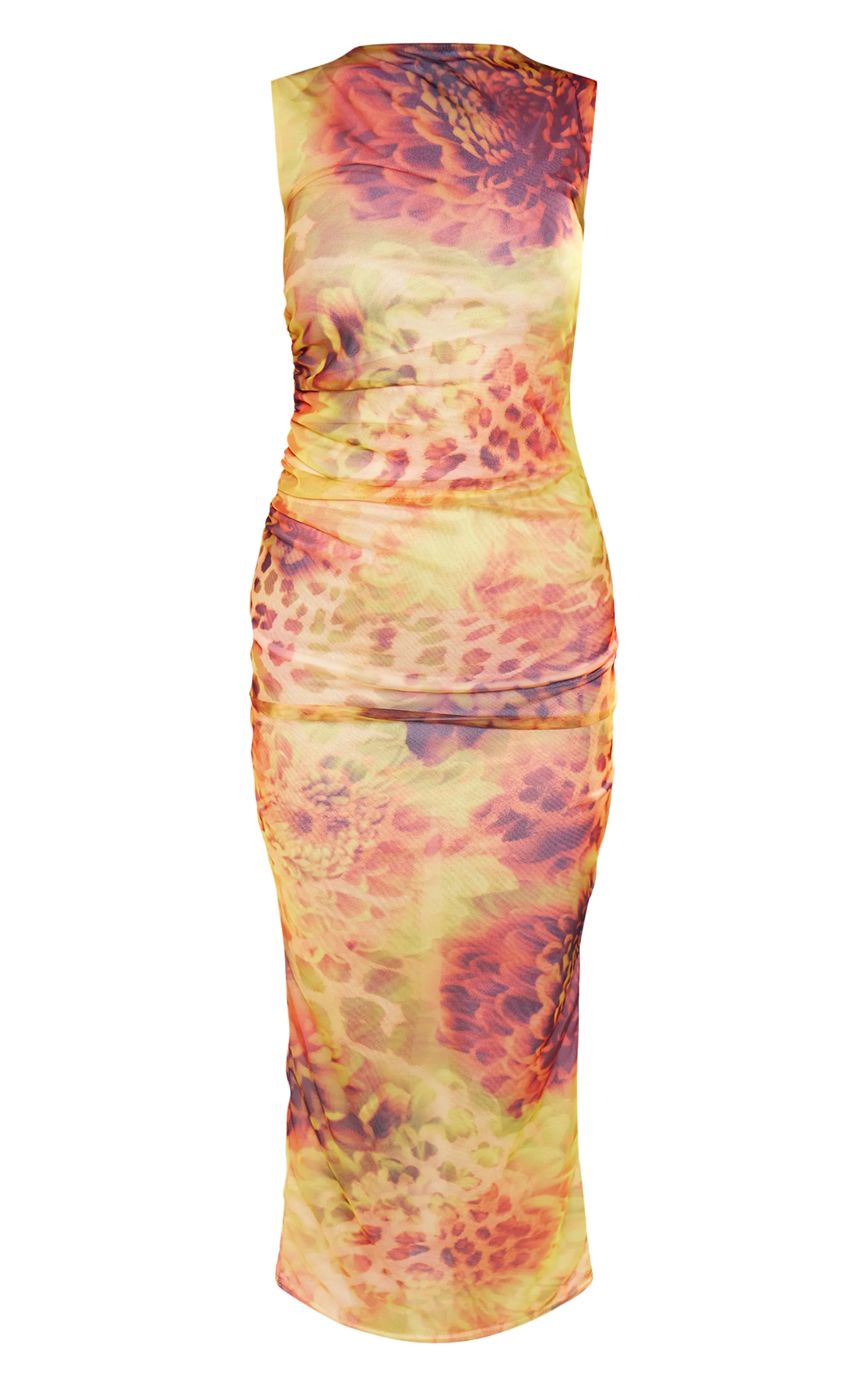 Lime Abstract Leopard Print Mesh Maxi Dress sold by Pretty Little Thing product image thumbnail 5