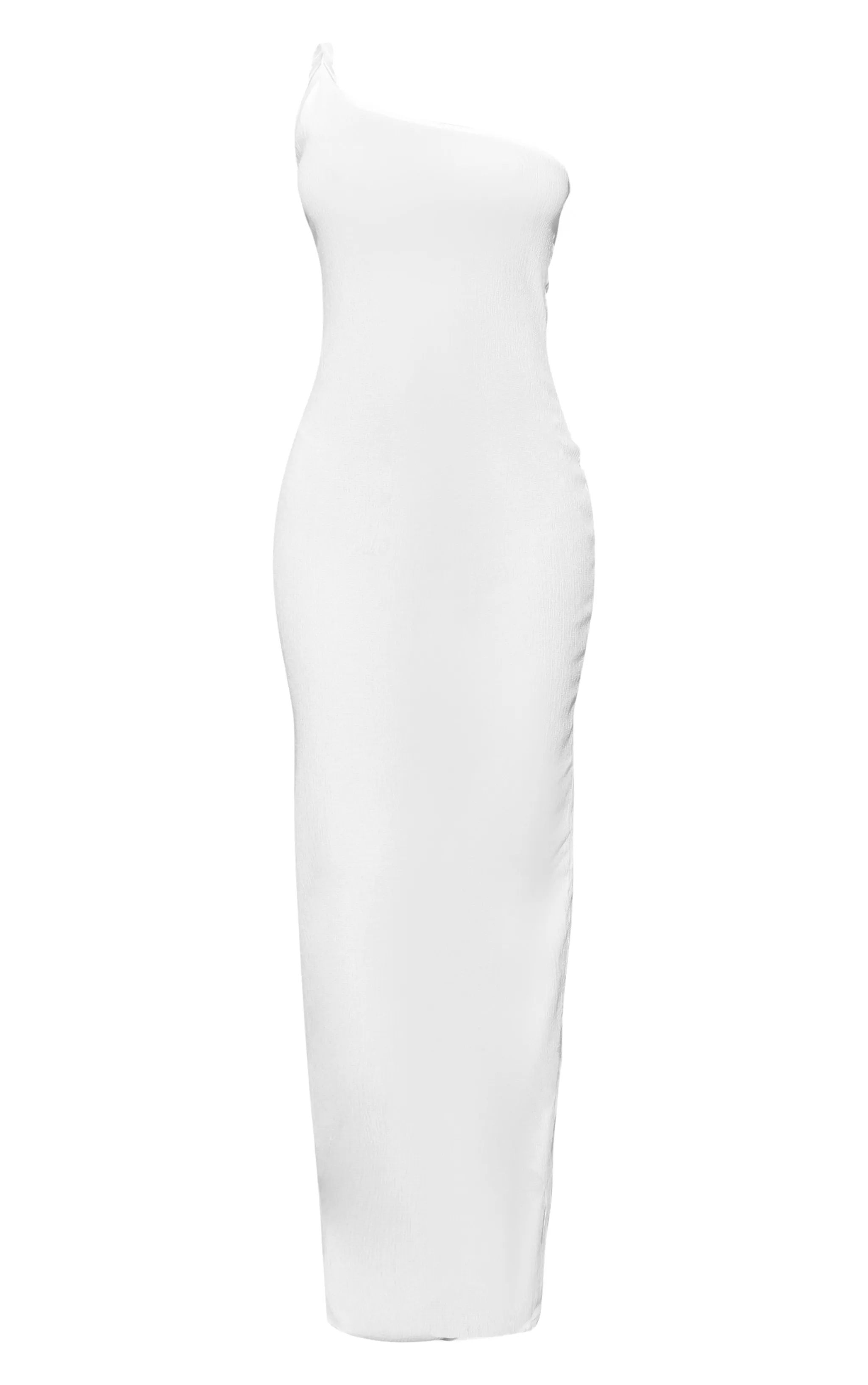 White Textured Twist One Shoulder Maxi Dress sold by Pretty Little Thing product image thumbnail 5