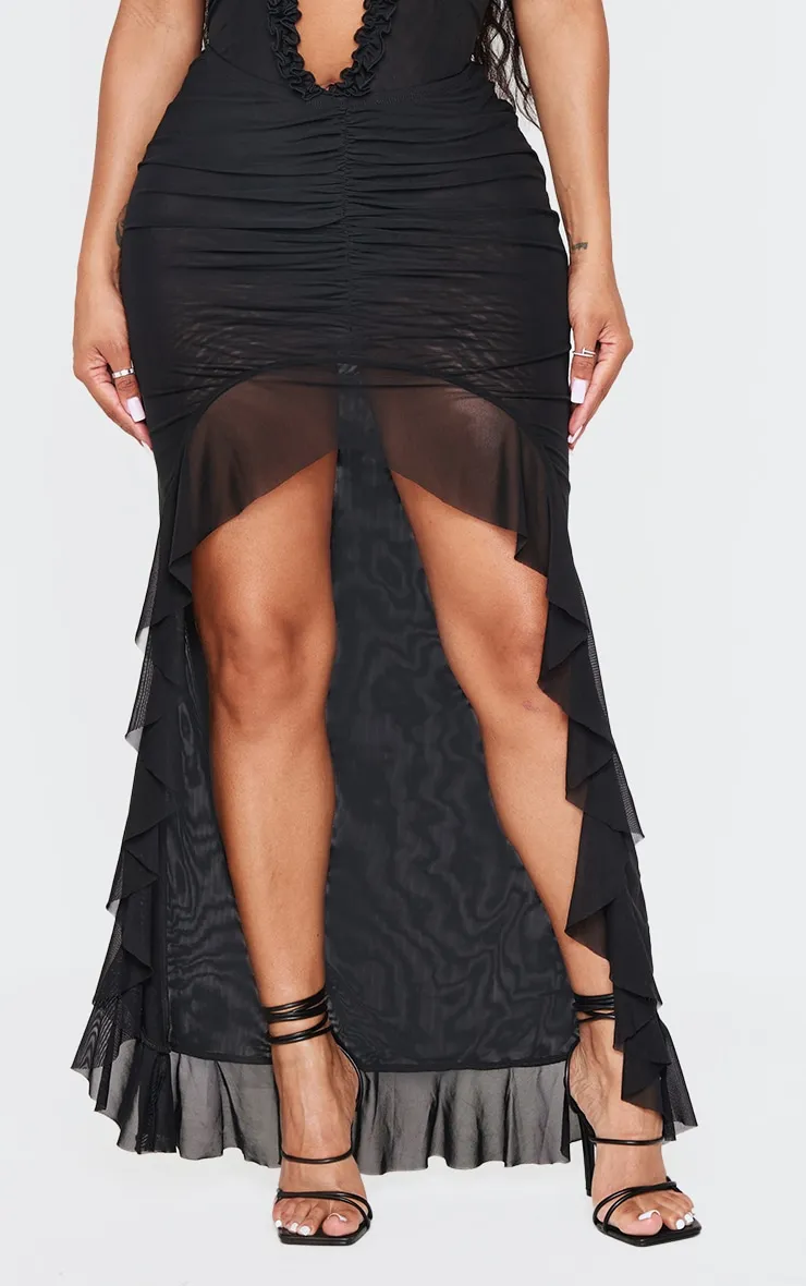 Shape Black Low Rise High Low Frill Maxi Skirt sold by Pretty Little Thing product image thumbnail 2