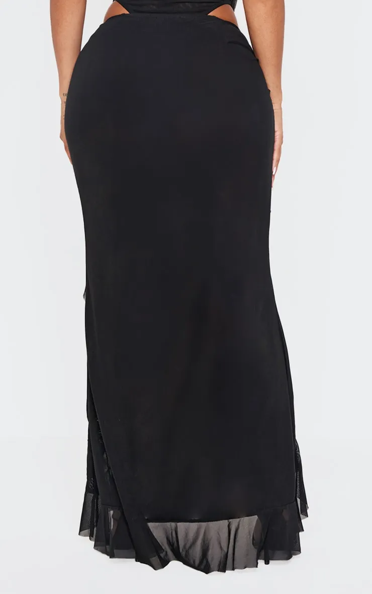 Shape Black Low Rise High Low Frill Maxi Skirt sold by Pretty Little Thing product image thumbnail 3