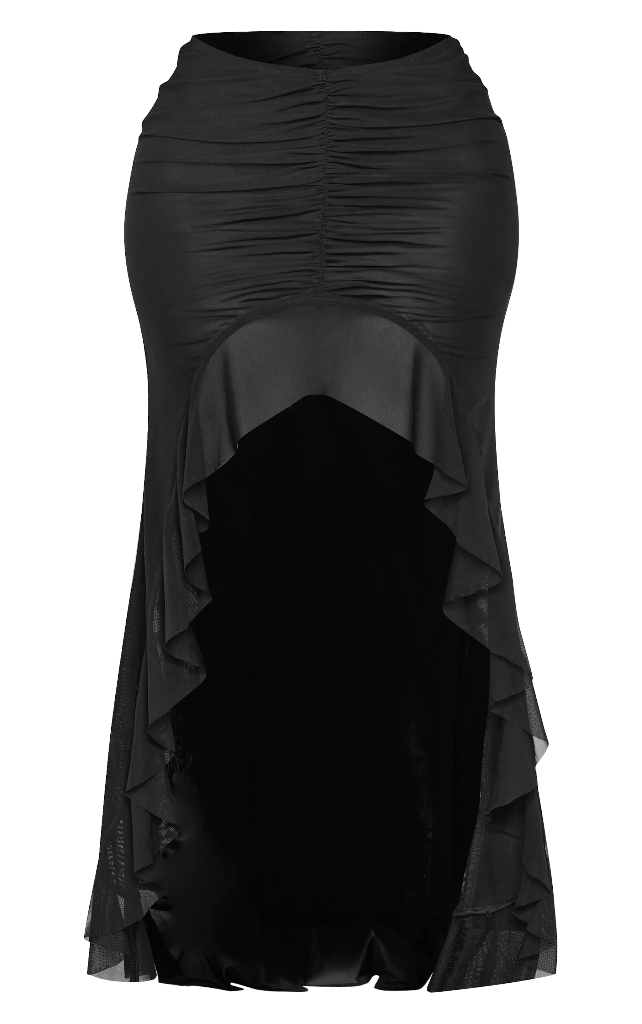 Shape Black Low Rise High Low Frill Maxi Skirt sold by Pretty Little Thing product image thumbnail 5