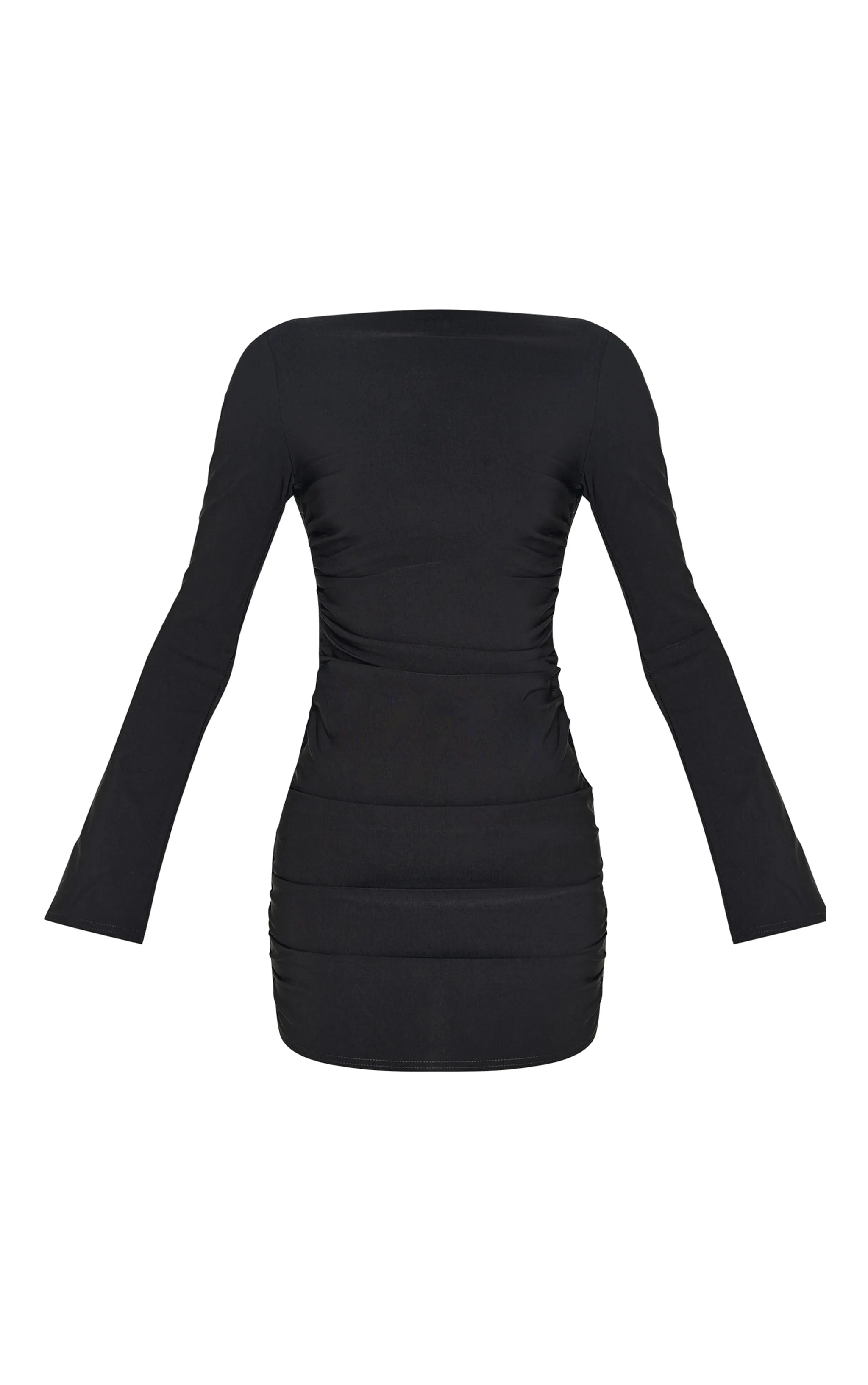 Black Bengaline Long Sleeve Ruched Bodycon Dress sold by Pretty Little Thing product image thumbnail 5