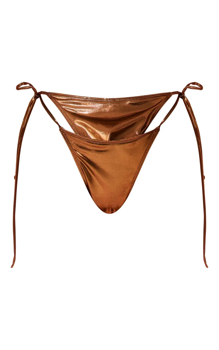 Gold Metallic Triangle Tie Bikini Top sold by Pretty Little Thing product image thumbnail 5