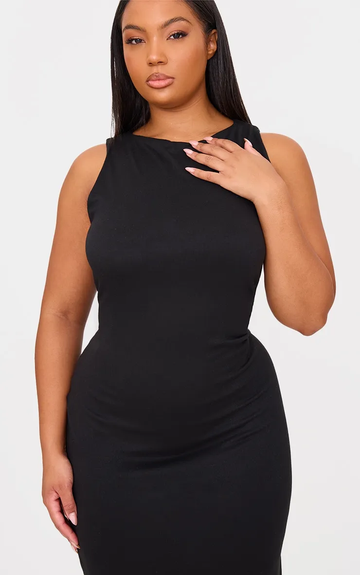 Plus Black Double Contour High Neck Maxi Dress sold by Pretty Little Thing product image thumbnail 4
