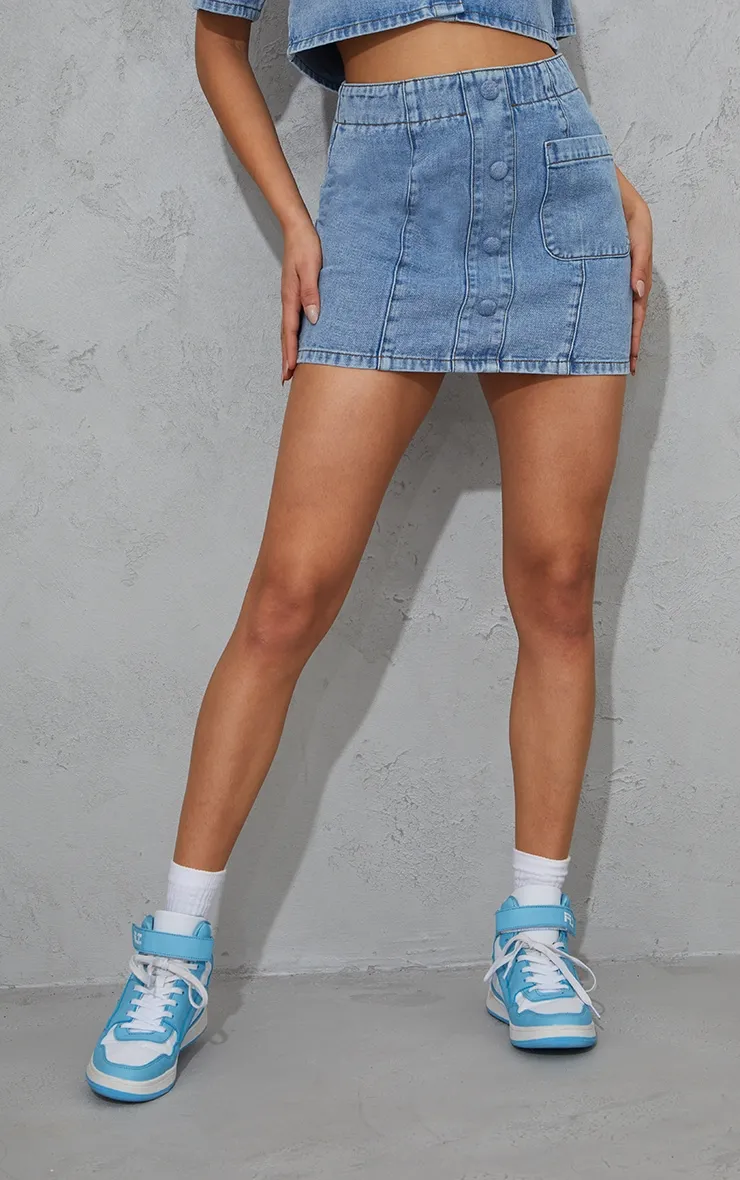Vintage Wash Pocket Front Denim Skirt sold by Pretty Little Thing product image thumbnail 2