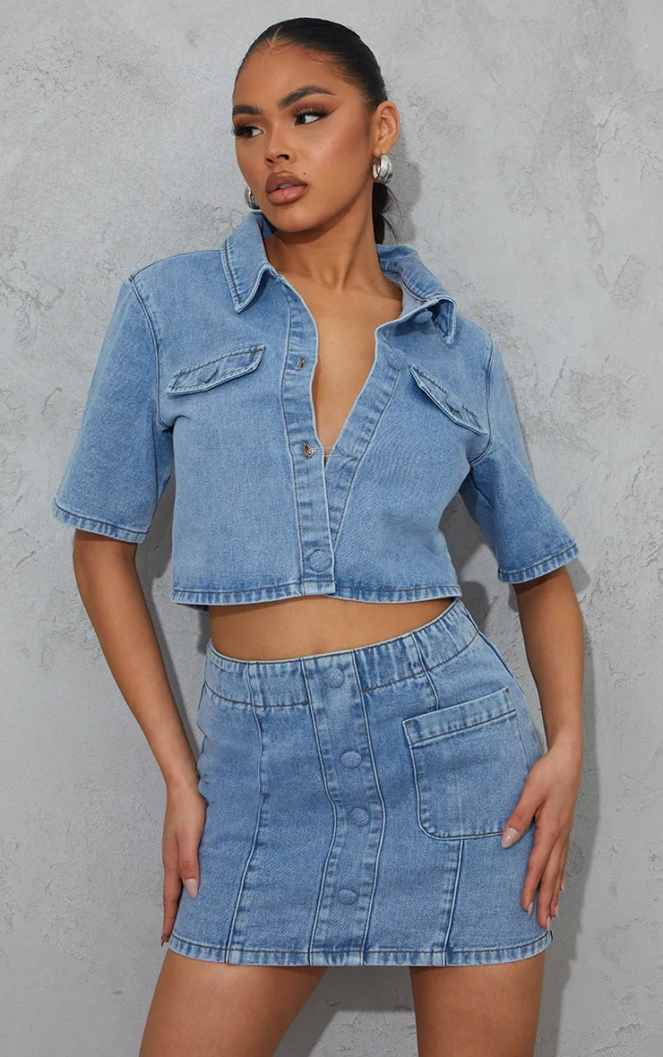 Vintage Wash Pocket Front Denim Skirt sold by Pretty Little Thing product image thumbnail 4