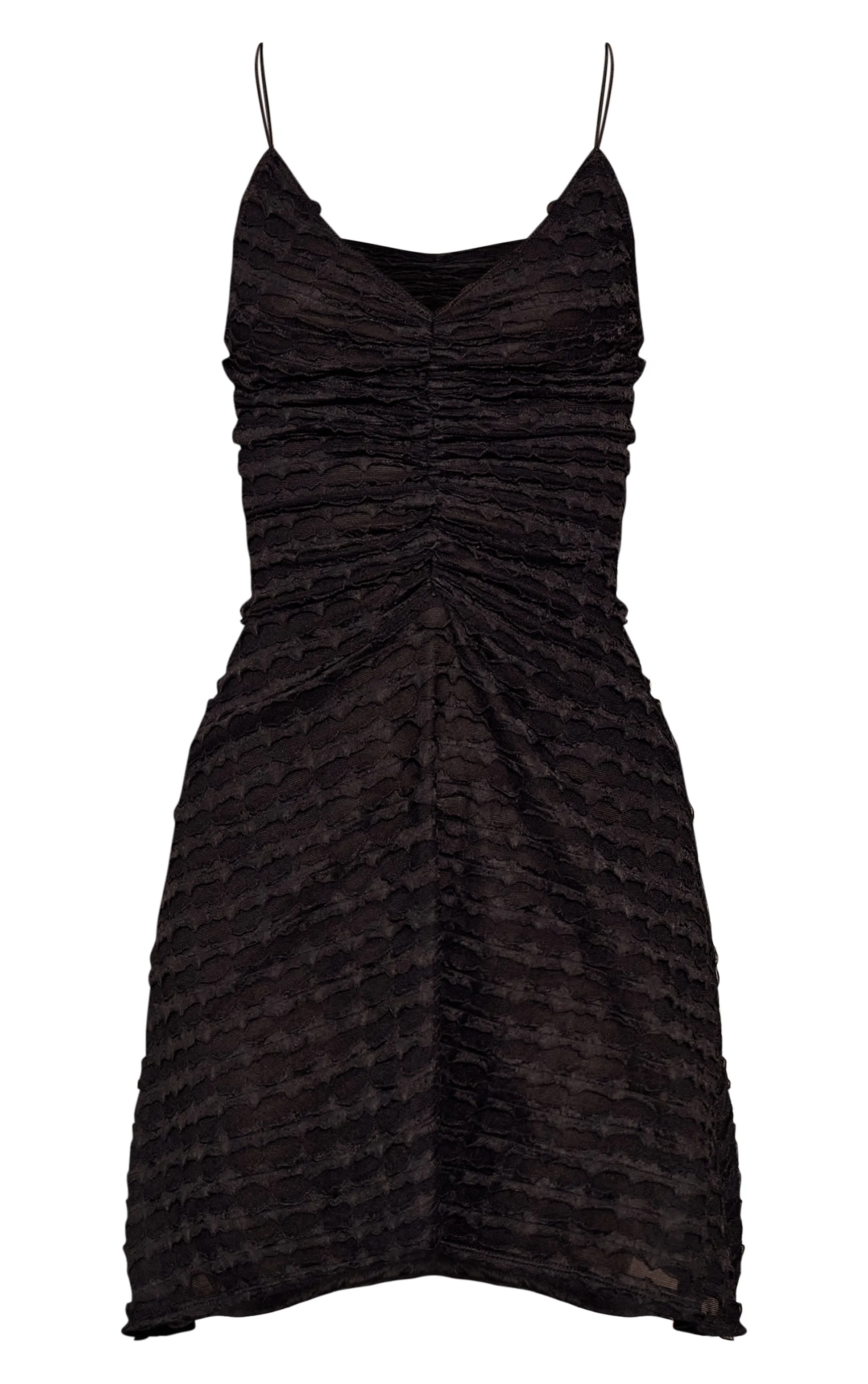 Black Textured Ruched Strappy Shift Dress sold by Pretty Little Thing product image thumbnail 5