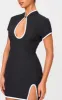 Black Key Hole Contrast Mini Dress sold by Pretty Little Thing