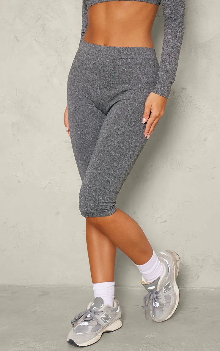 Black Seamless Melange High Waist Capri Leggings sold by Pretty Little Thing product image thumbnail 2