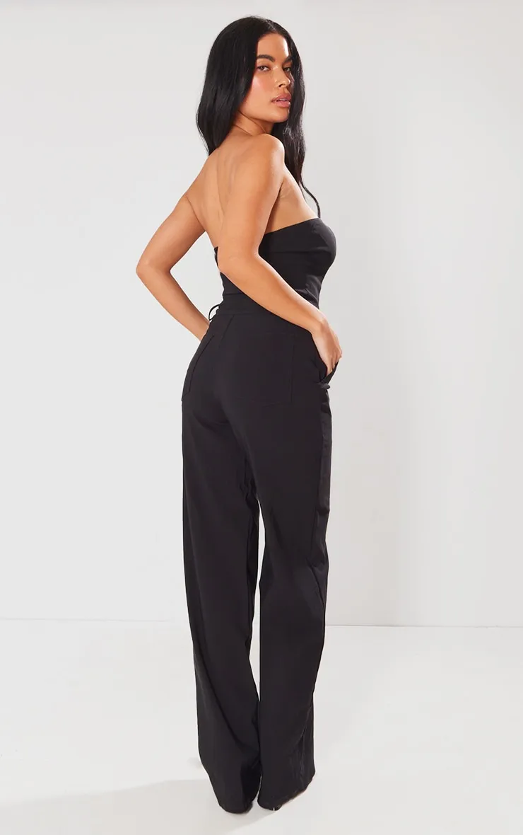 Black Hook And Eye Stretch Woven Jumpsuit sold by Pretty Little Thing product image thumbnail 2